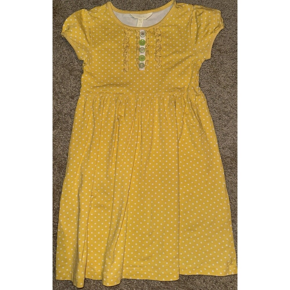Matilda Jane Yellow Polka Dot A-Line Button Ruffle Short Sleeve Dress Size 6